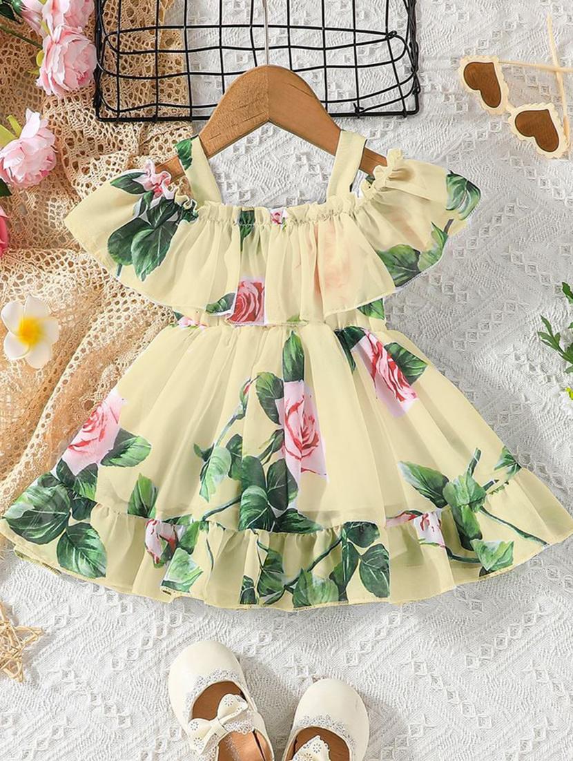 girls floral printed off shoulder frock - 21659600 -  Zoom Image - 0
