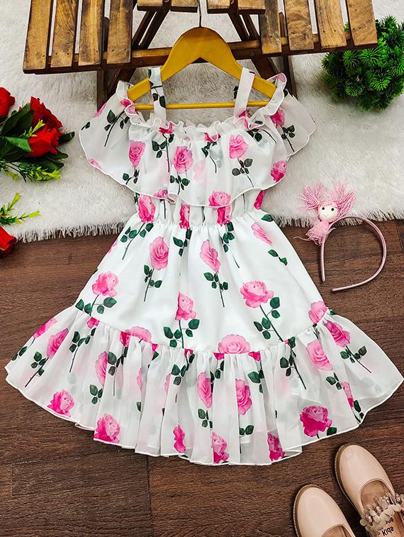 girls floral printed off shoulder frock - 21659601 - Zoom Image - 0