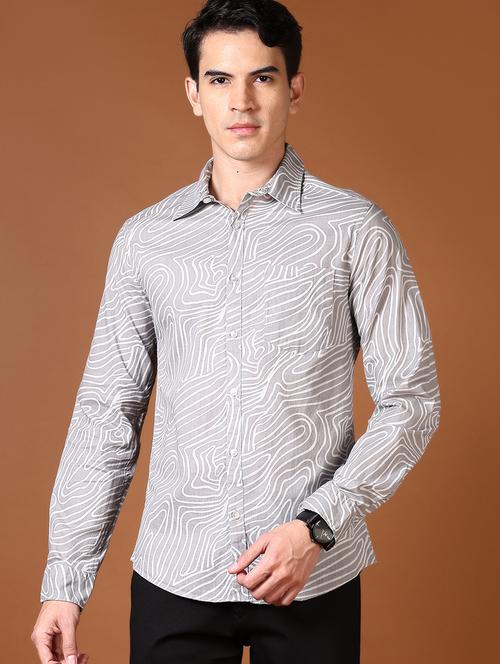 men long sleeves printed casual shirt - 21659722 - Standard Image - 0