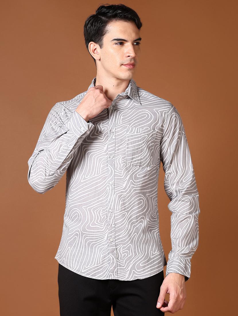 men long sleeves printed casual shirt - 21659722 - Standard Image - 2