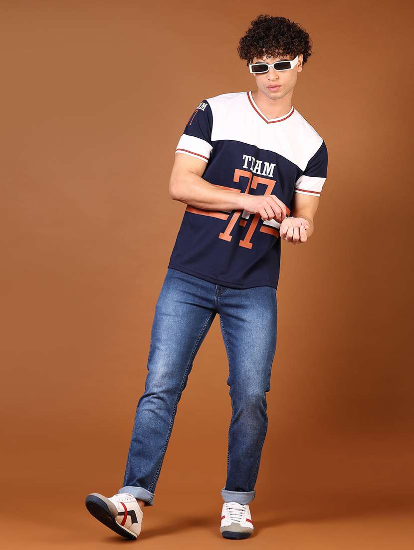 Men Color Blocked Short Sleeves T Shirt