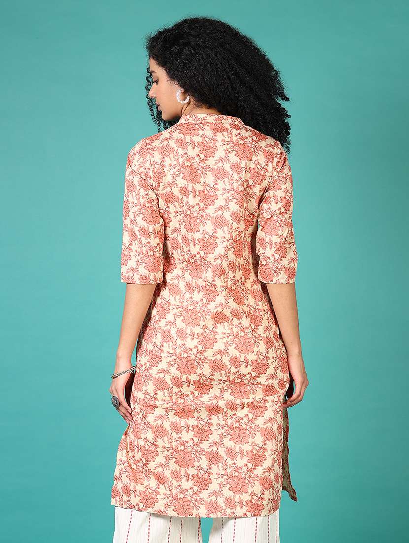 women floral printed mandarin neck straight kurta - 21659759 -  Standard Image - 2