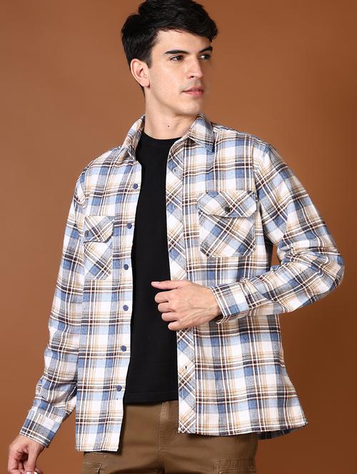 men checkered long sleeve casual shirt - 21659785 -  Standard Image - 0