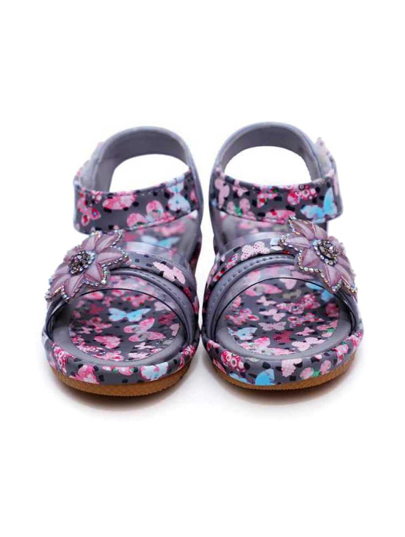 girls grey printed sandals - 21660070 - Standard Image - 2