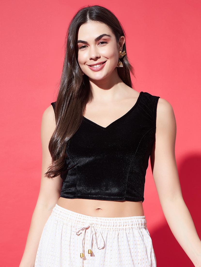 women solid sleeveless stitched blouse - 21660506 - Zoom Image - 0