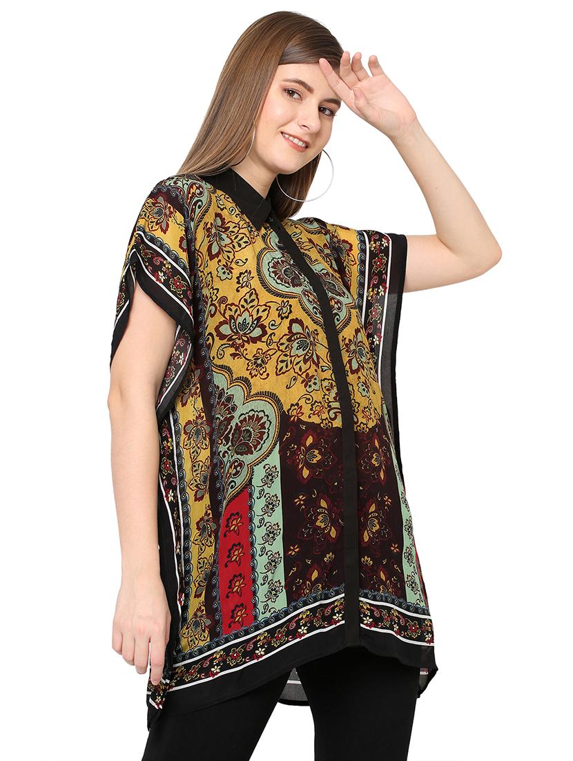 women printed relaxed fit kaftan shirt - 21660585 - Standard Image - 2