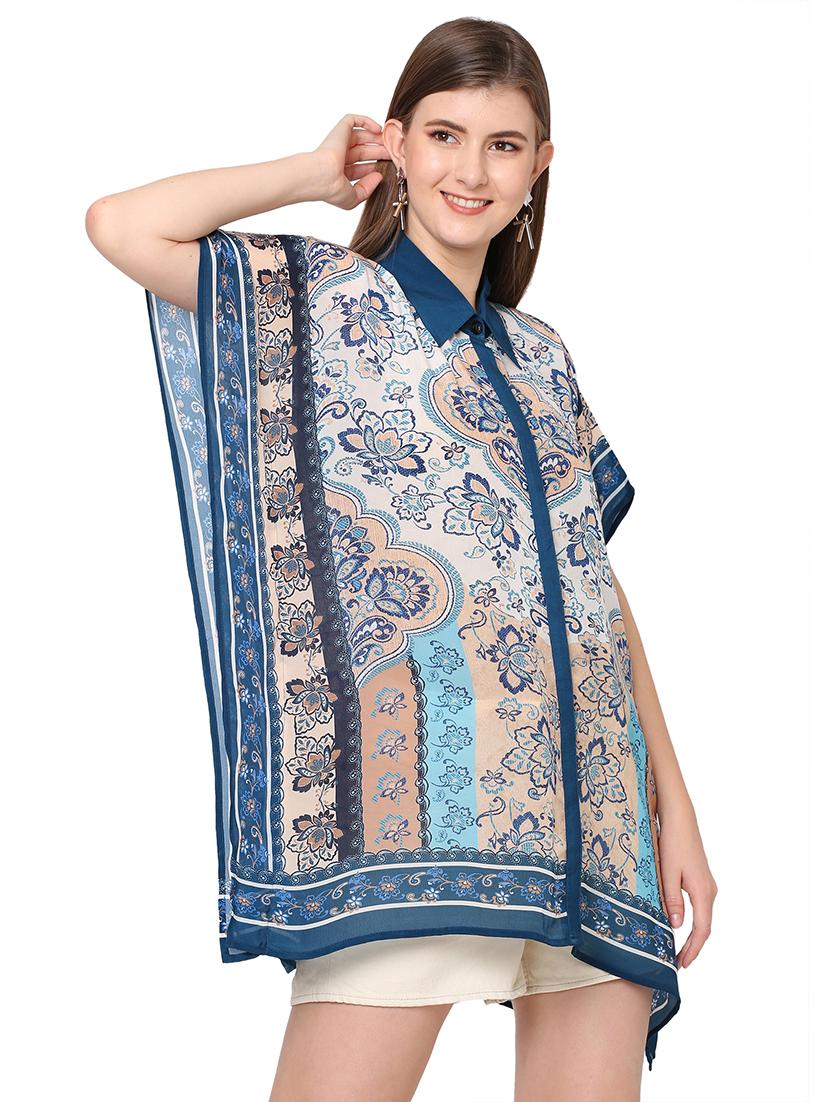 women printed relaxed fit kaftan shirt - 21660586 - Standard Image - 2
