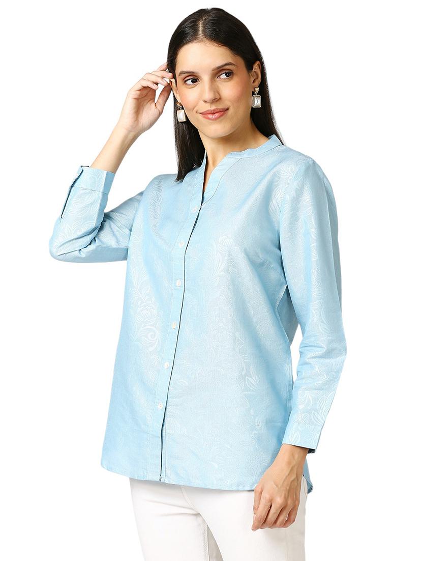 women self design mandarin neck regualr shirt - 21660630 - Standard Image - 2