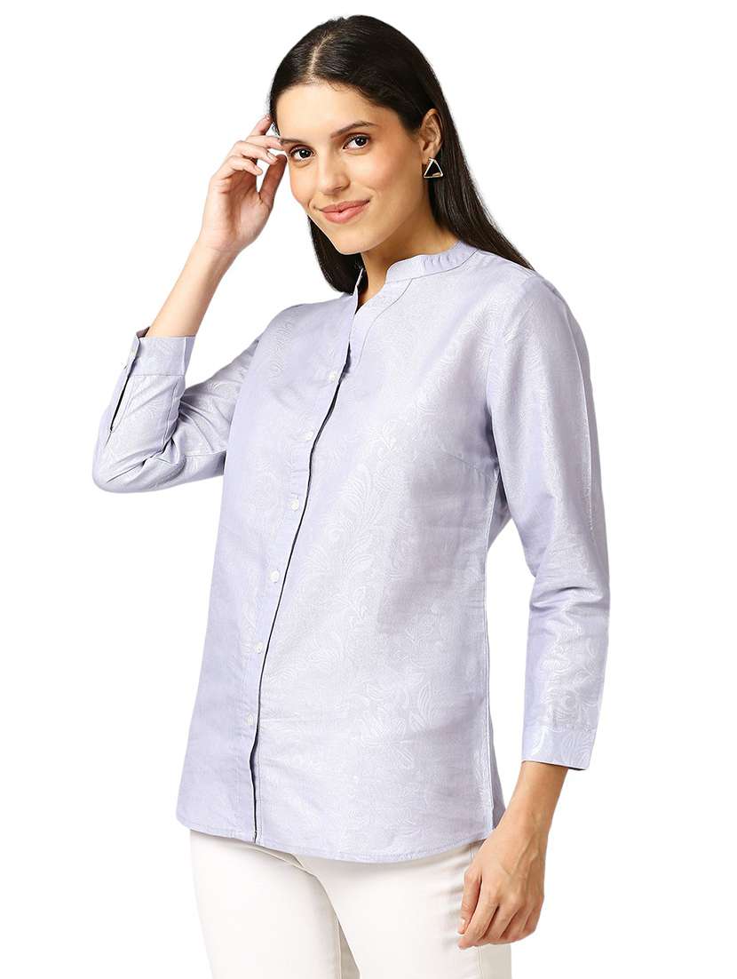 women self design mandarin neck regualr shirt - 21660632 - Standard Image - 2