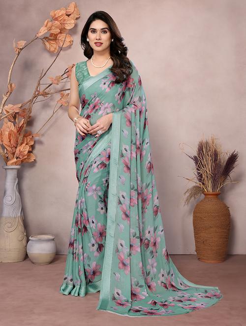 women floral printed saree with blouse - 21660666 - Standard Image - 0