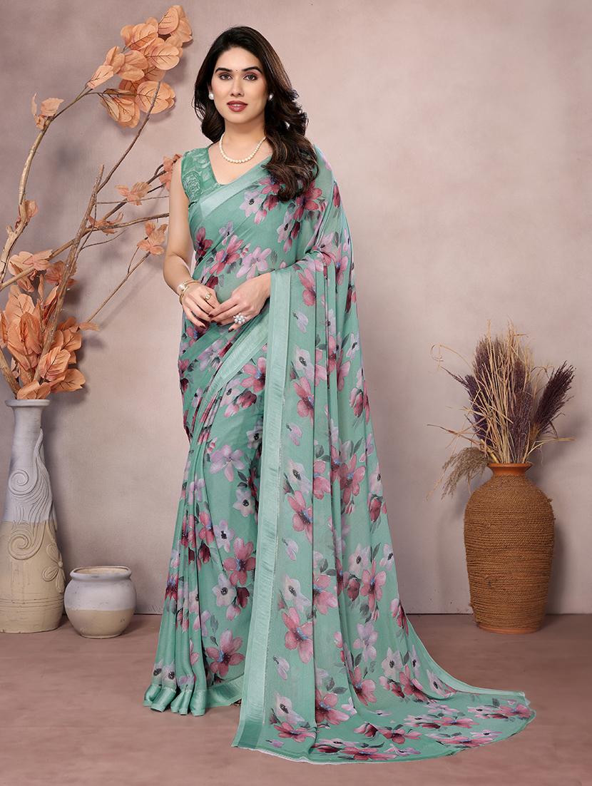 women floral printed saree with blouse - 21660666 - Zoom Image - 0