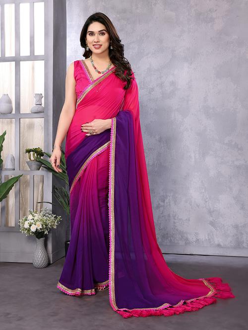 women ombre printed saree with blouse - 21660674 - Standard Image - 0