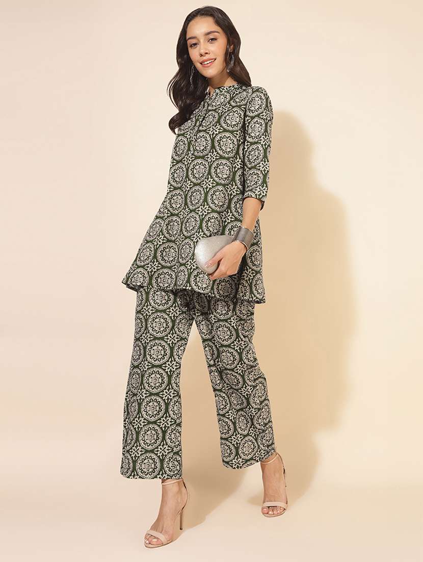 women printed three quarter sleeve ethnic co-ord set - 21660823 -  Standard Image - 2