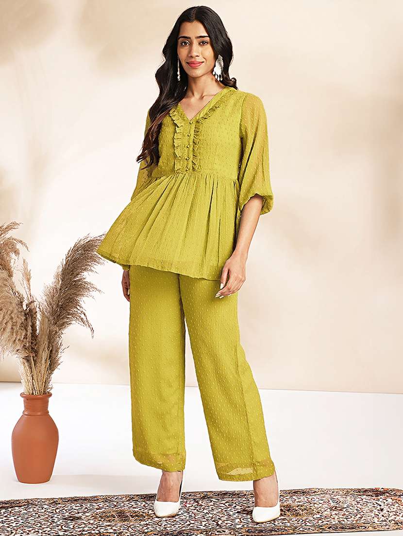 women three quarter sleeve ethnic co-ord set - 21660826 - Standard Image - 2