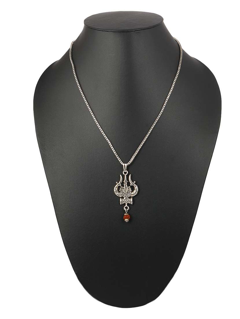 men sacred trishul rudraksh mahakal pendant with chain - 21661035 -  Standard Image - 2