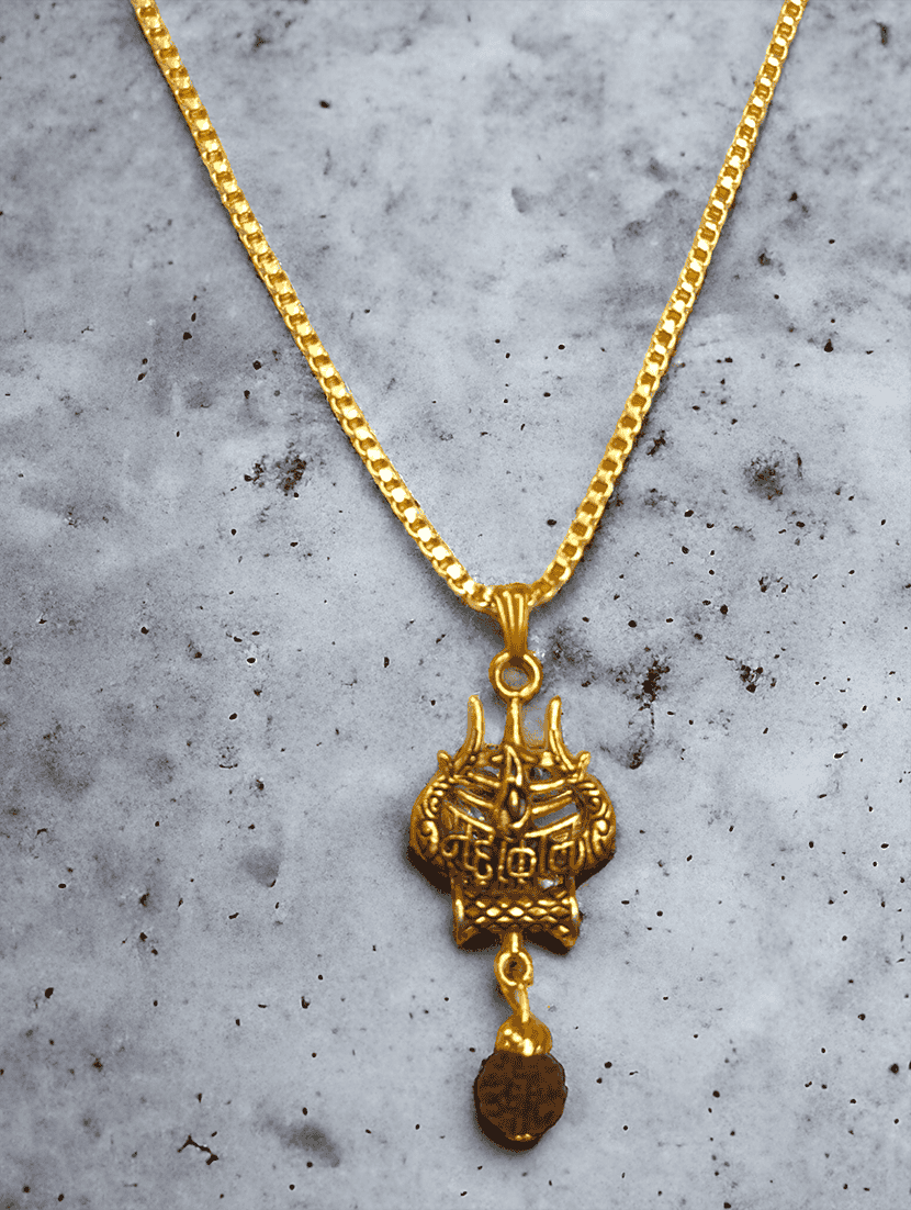 men sacred trishul rudraksh mahakal pendant with chain - 21661038 -  Standard Image - 2