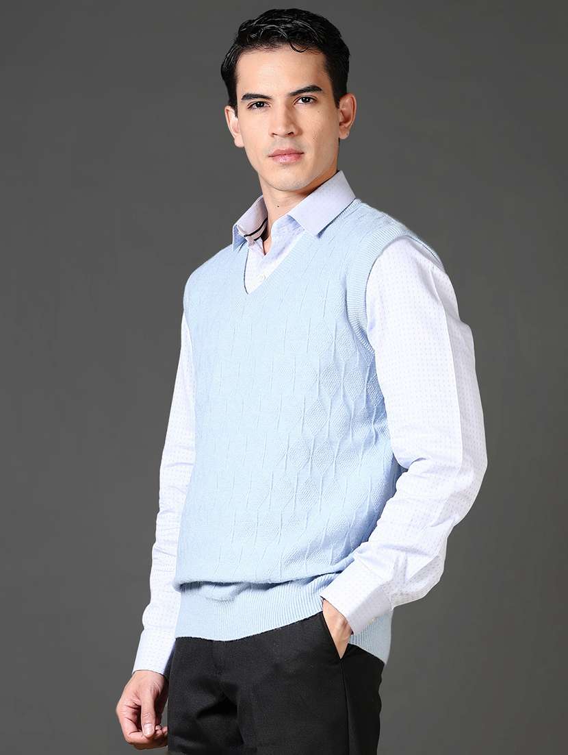 men self design sleeveless pullover sweater - 21661075 -  Standard Image - 2