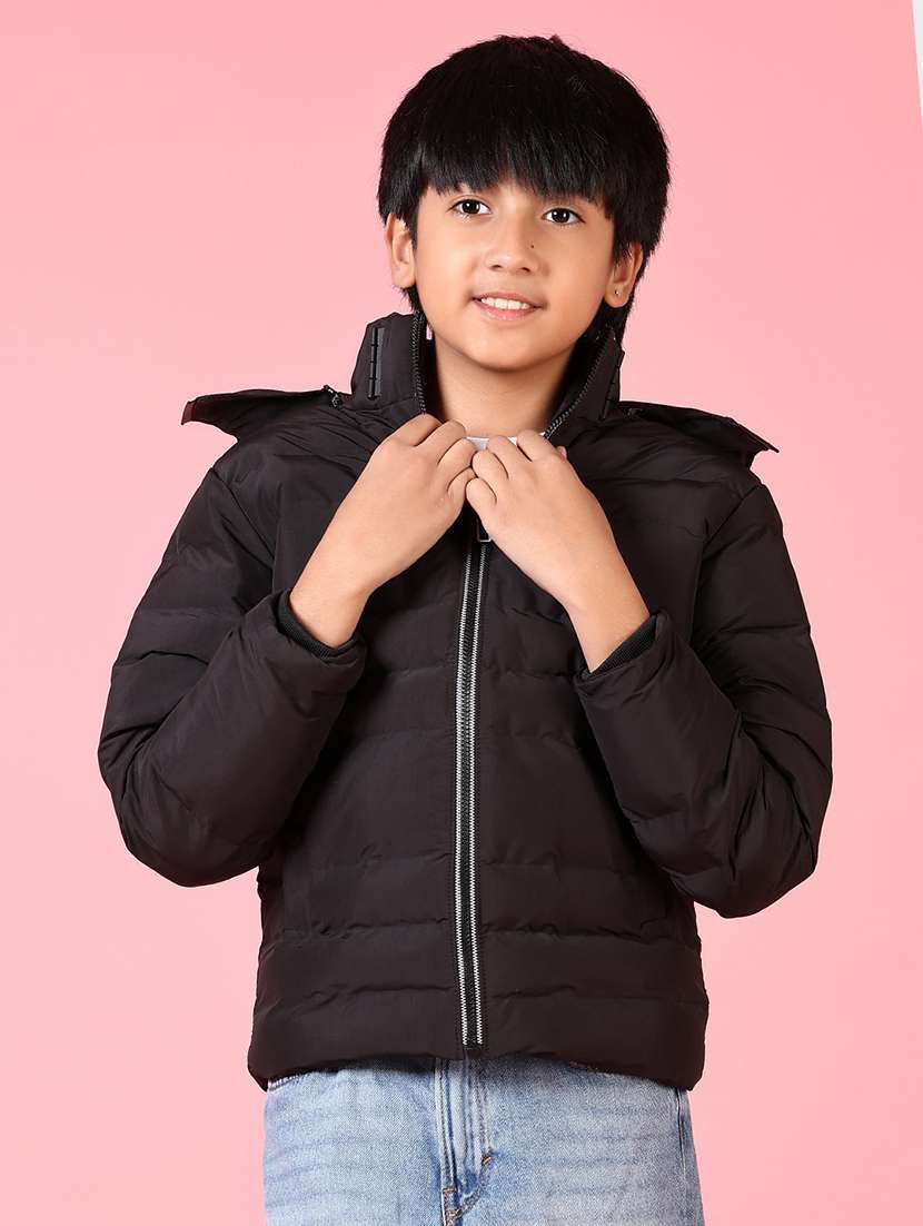 boys long sleeves solid quilted jacket