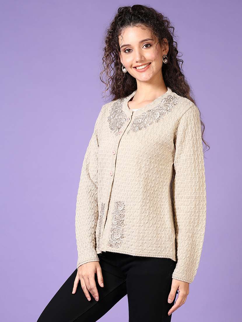 women self designed long sleeve cardigan - 21661088 -  Standard Image - 2