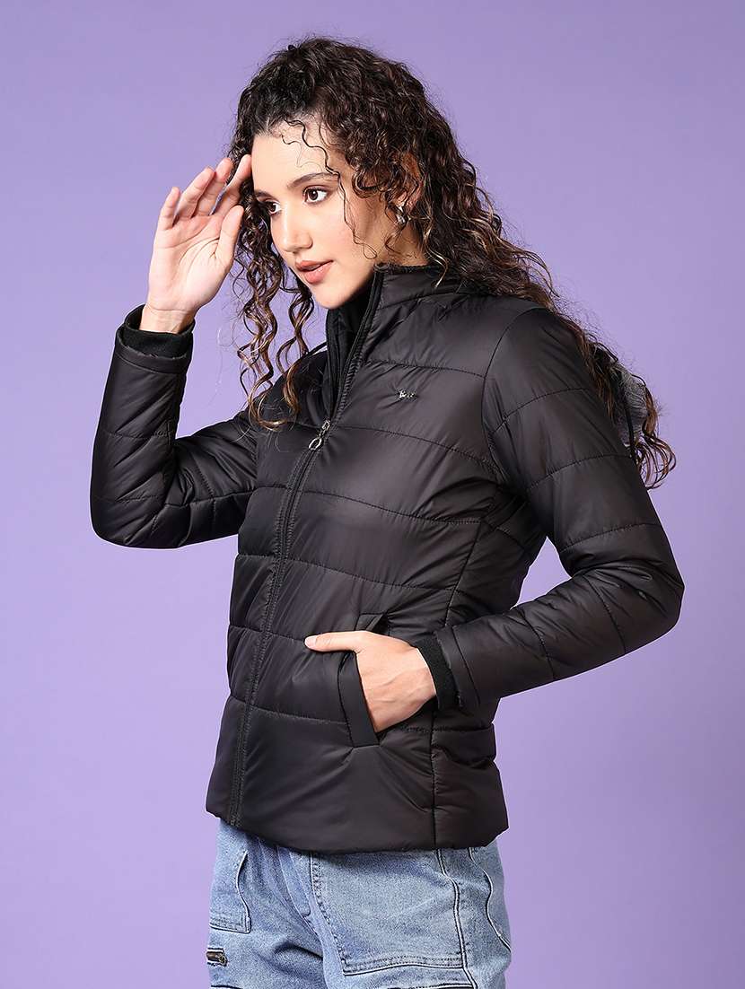 women long sleeves solid puffer jacket - 21661139 -  Standard Image - 2