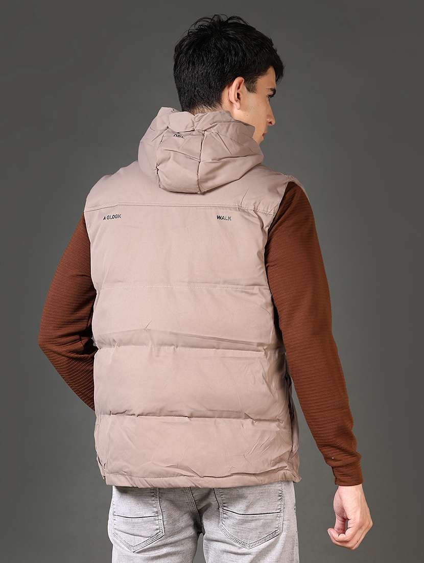 men's beige puffer hooded quilted jacket - 21661152 -  Standard Image - 2
