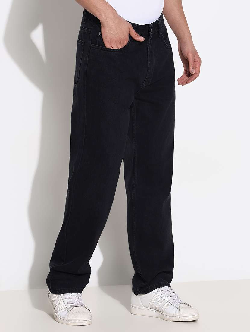 men mid rise straight fit plain denim jean - 21661335 -  Standard Image - 2