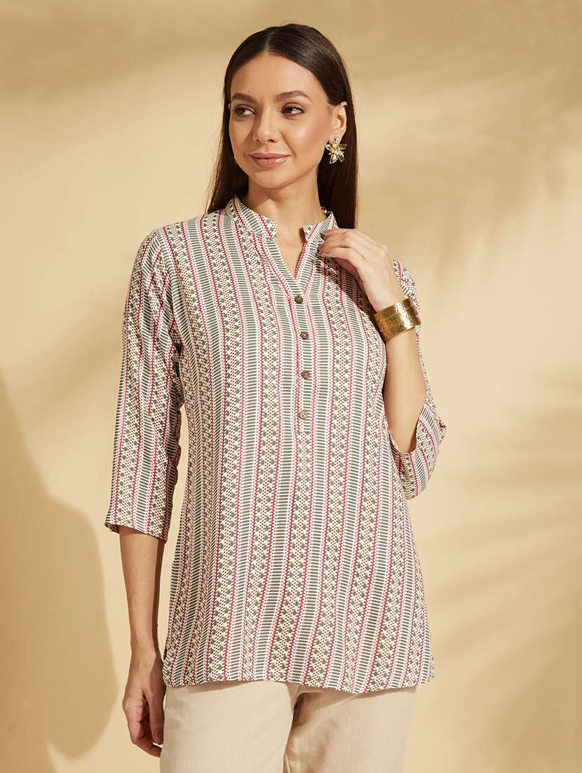 women white printed straight kurti