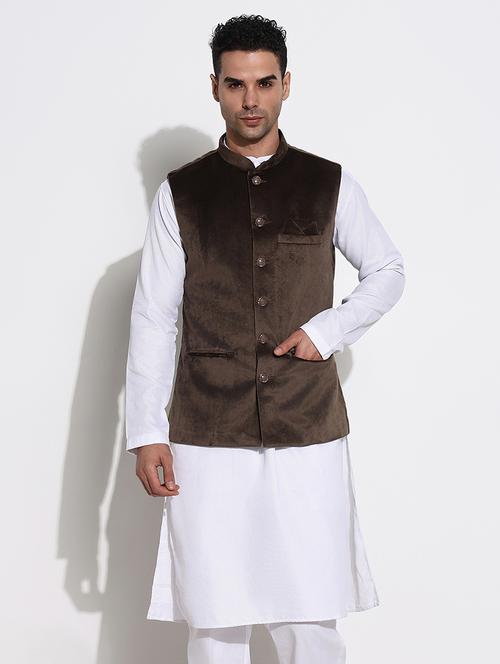 men mandarin neck solid nehru jacket - 21661413 -  Standard Image - 0