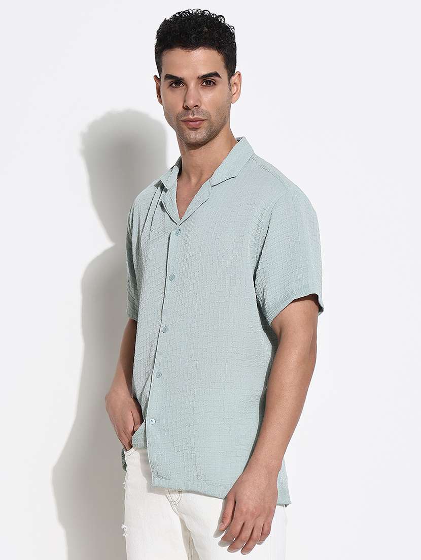 men textured short sleeves loose fit shirt - 21661418 -  Standard Image - 2