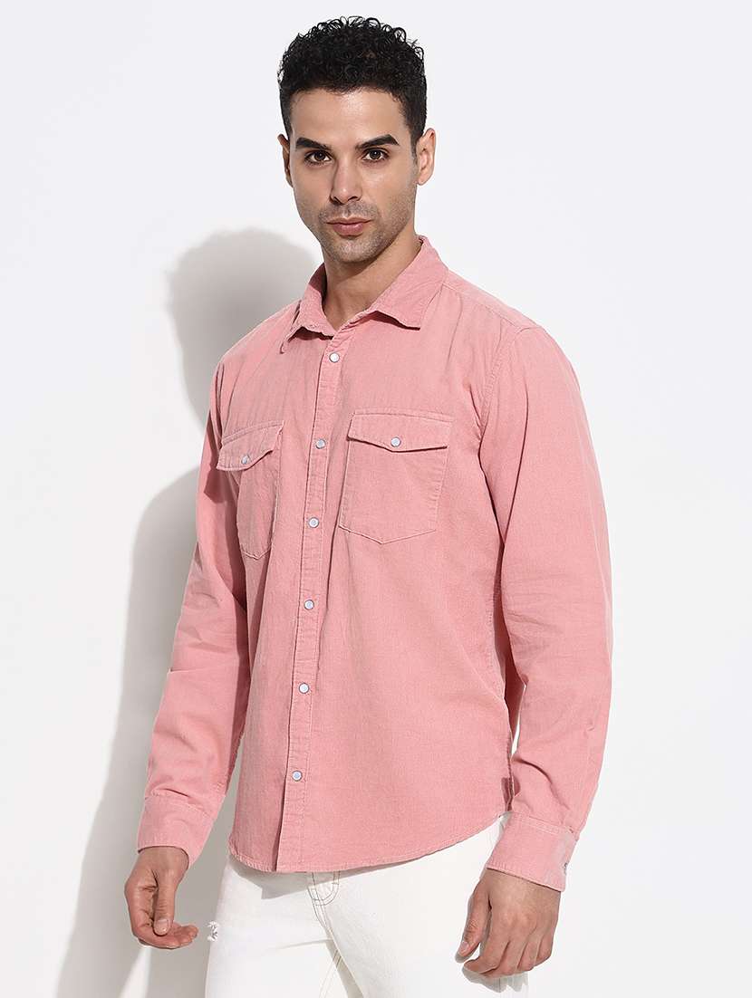 men corduroy long sleeve casual shirt - 21661422 - Standard Image - 2