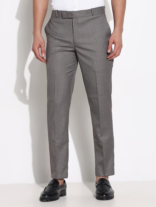 men mid rise solid flat front formal trouser - 21661427 -  Standard Image - 0