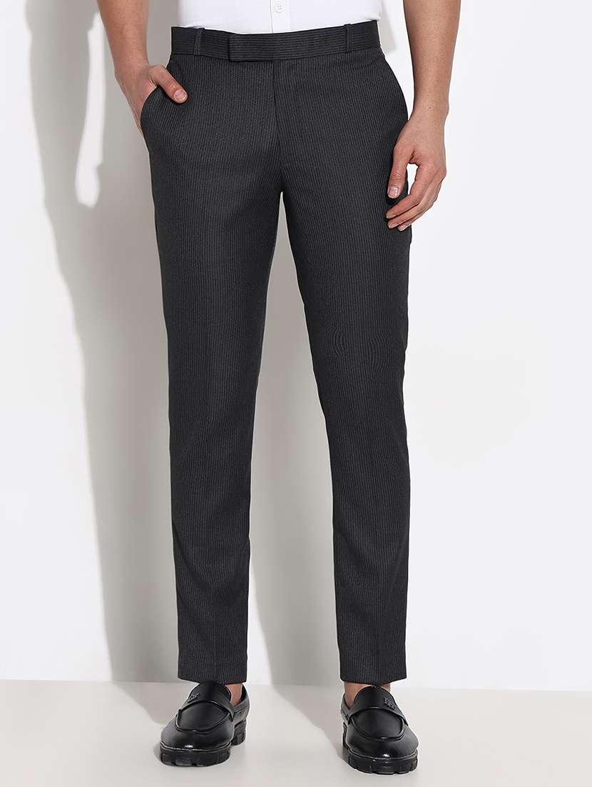 men mid rise striped flat front formal trouser