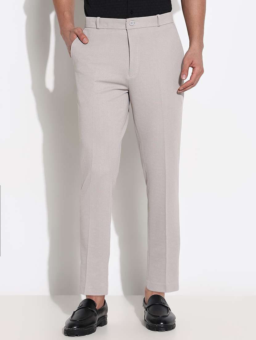 men mid rise solid flat front formal trouser