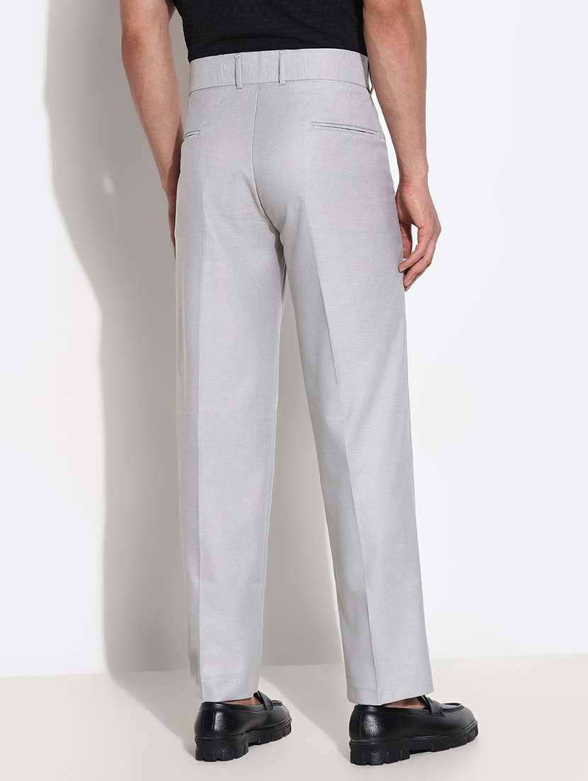 grey cotton blend pleated trousers formal - 21661448 - Standard Image - 2