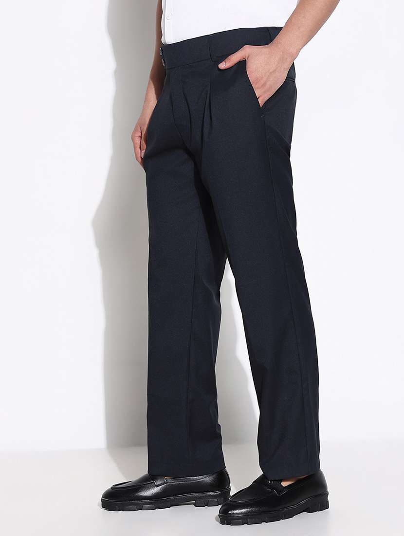 men solid mid rise loose fit trouser - 21661449 -  Standard Image - 2