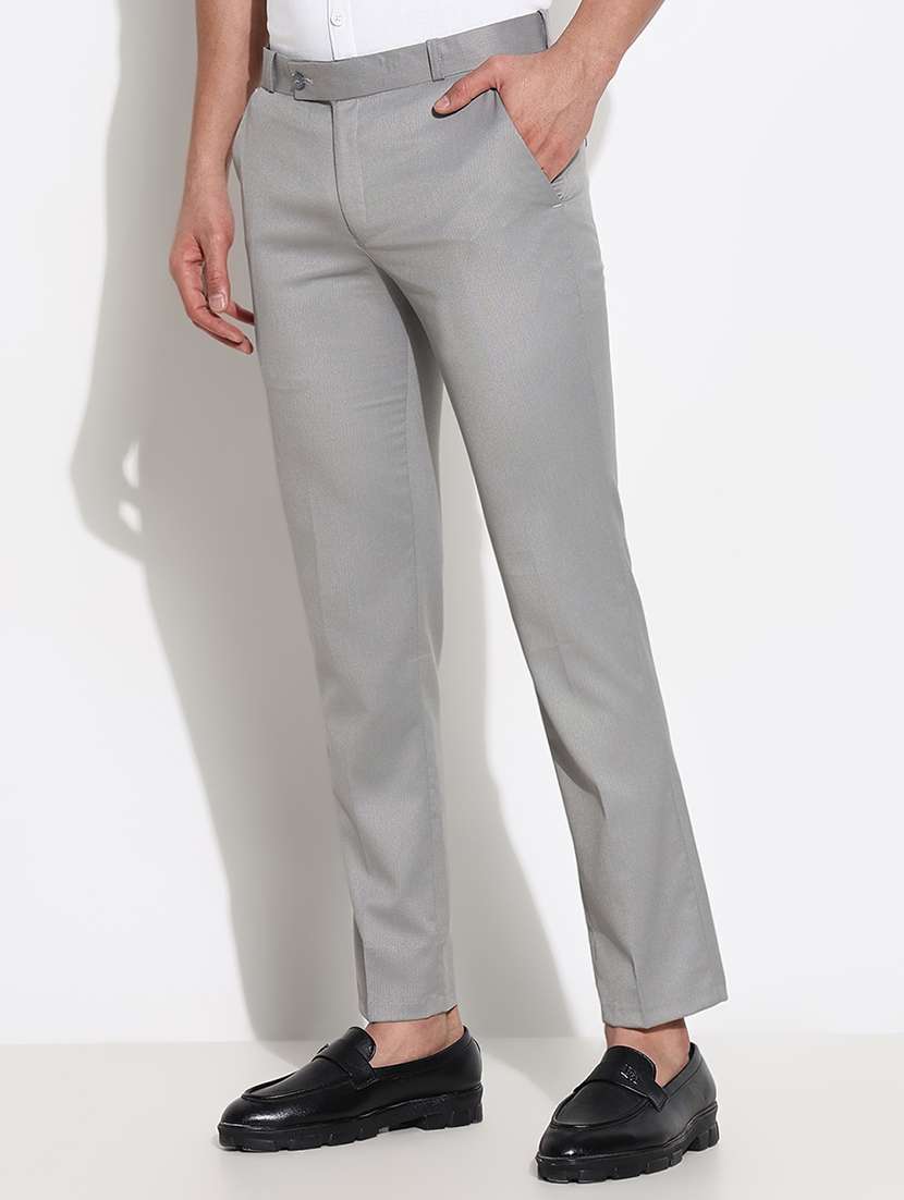men solid mid rise slim fit trouser - 21661453 -  Standard Image - 2