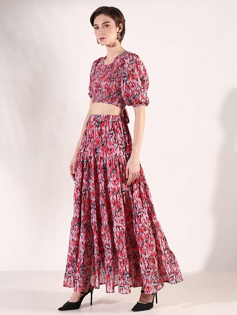 women printed top and skirt co-ords set - 21661458 - Standard Image - 2