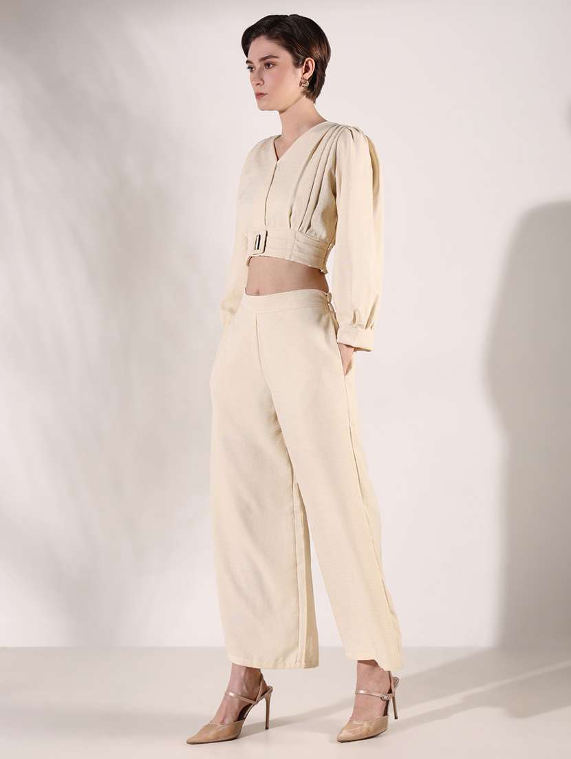 women solid top and trouser co-ords  set - 21661466 -  Standard Image - 2