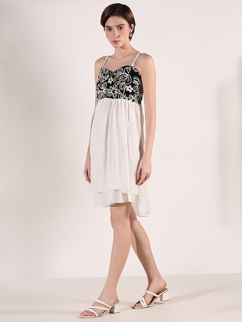 women solid soulder strap neck fit & flare dress - 21661475 - Standard Image - 2