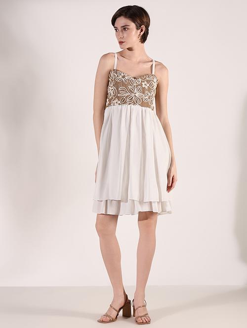 women solid soulder strap neck fit & flare dress - 21661477 -  Standard Image - 0