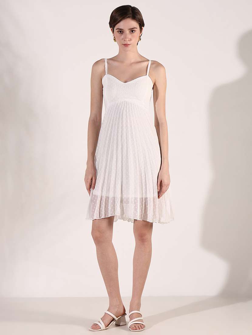 women shoulder strap neck fit & flare dress - 21661484 - Zoom Image - 0