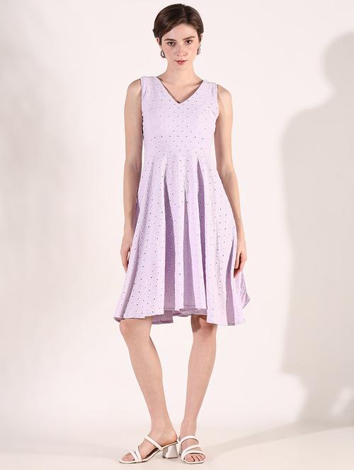 women lavender sleeveless fit & flare dress - 21661488 -  Standard Image - 0