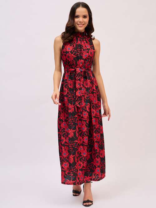 women floral printed halter neck a-line dress - 21661506 -  Standard Image - 0