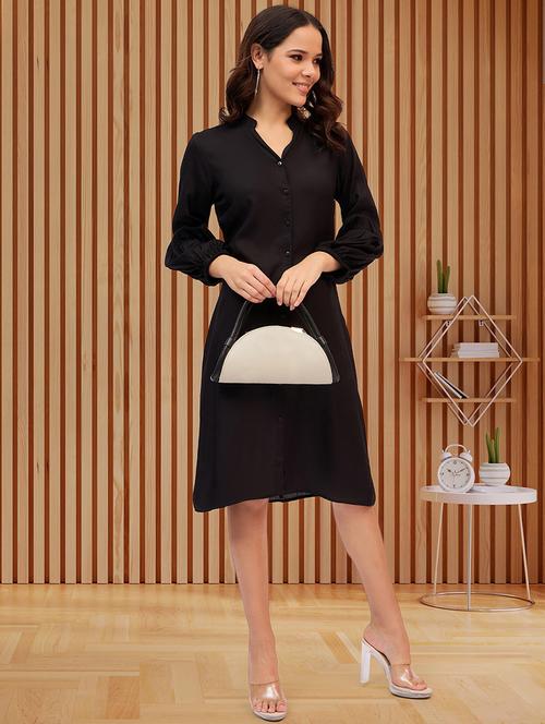 women black solid a-line dress - 21661522 - Standard Image - 0