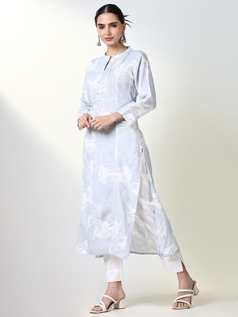 women printed roll up sleeve straight kurta - 21661547 - Standard Image - 2