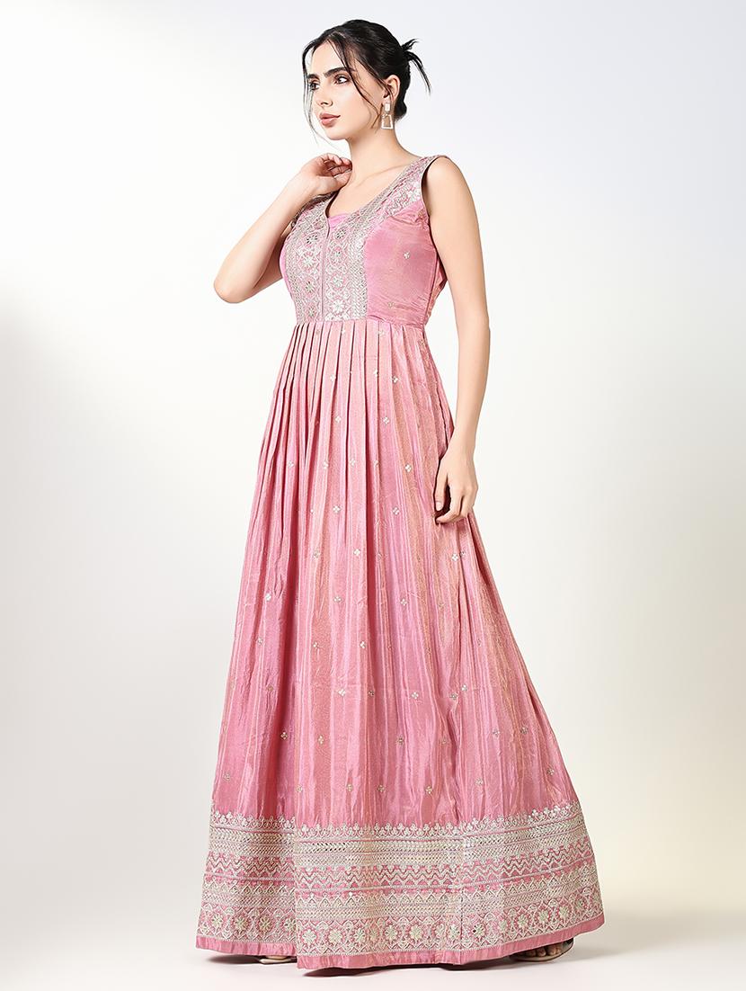 women pink embroidered anarkali kurta with dupatta - 21661561 - Standard Image - 2