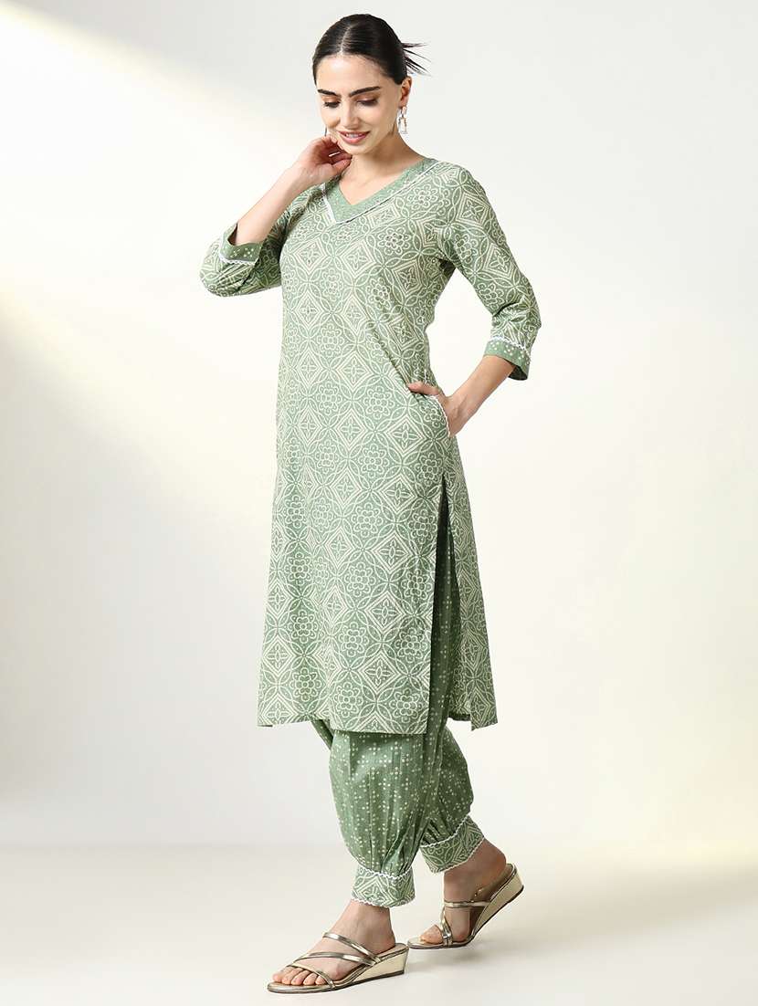 women bandhani kurta salwar set with dupatta - 21661564 -  Standard Image - 2