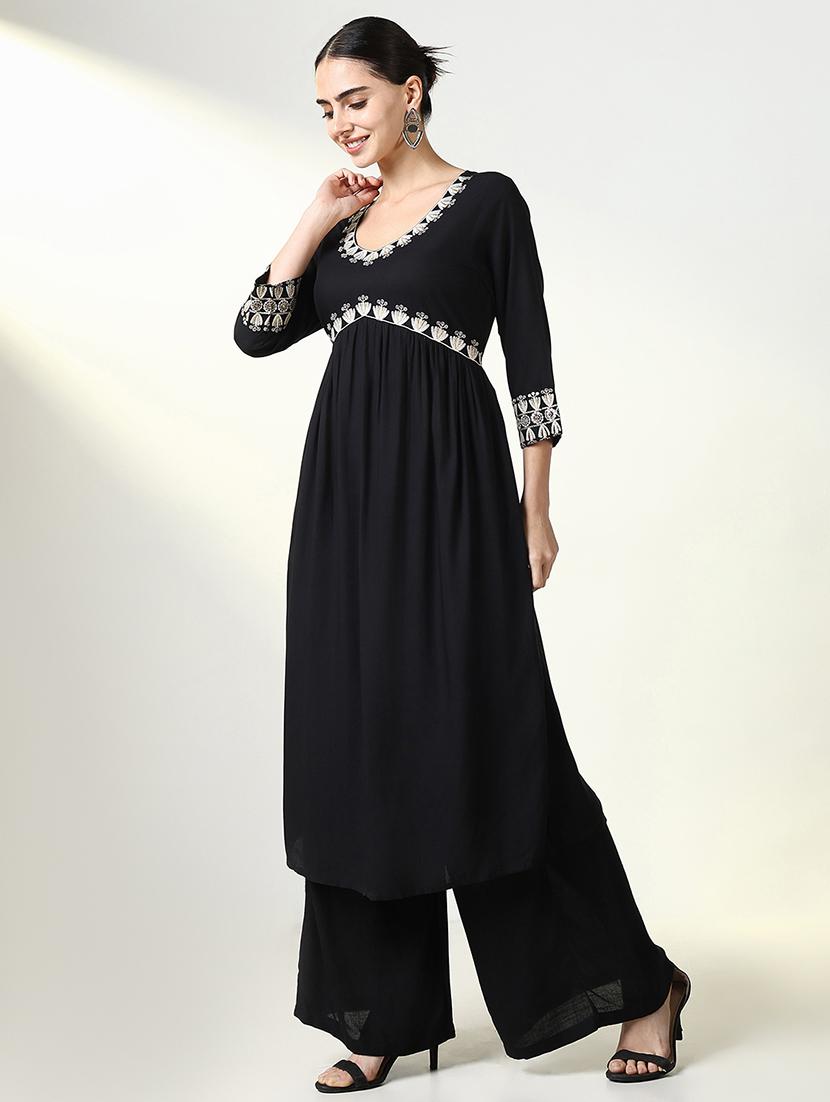 women embroidered kurta palazzo set with dupatta - 21661593 - Standard Image - 2