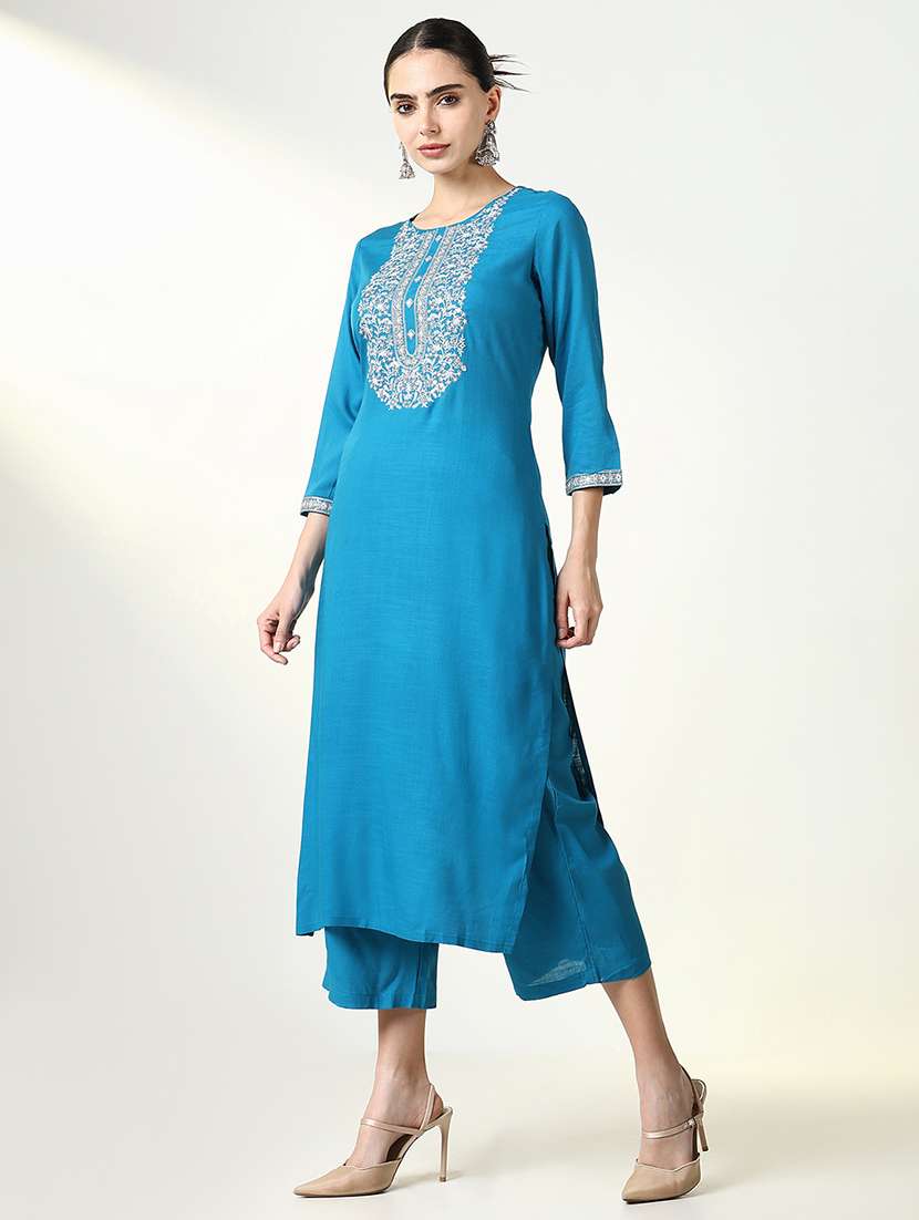 women embroidered kurta palazzo set with dupatta - 21661597 -  Standard Image - 2
