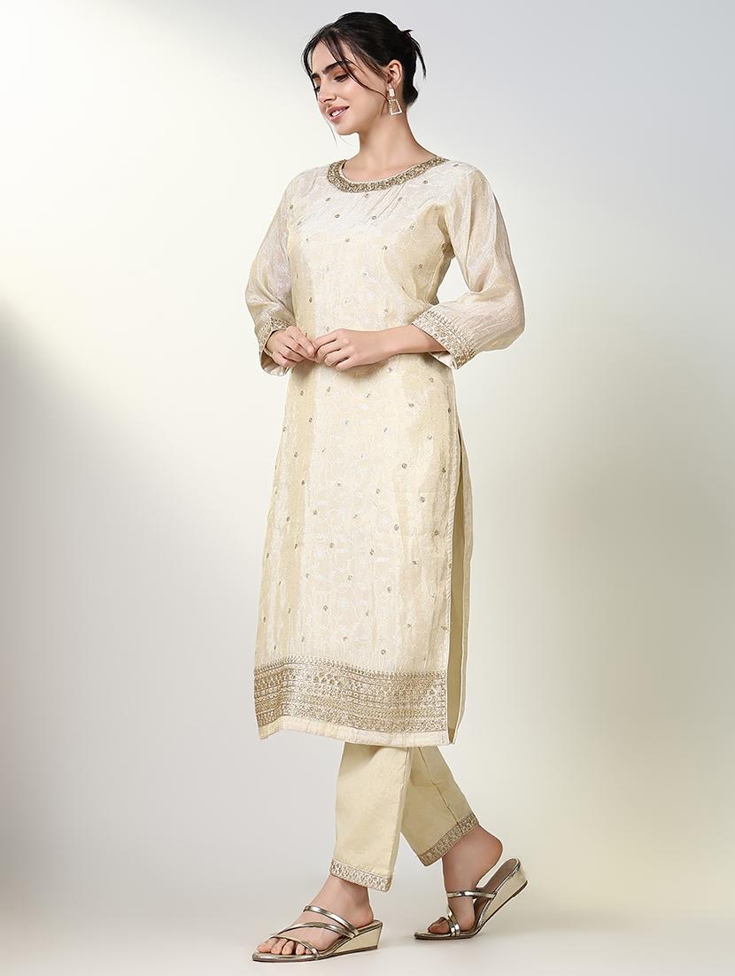 women three quarter sleeve kurta pant with dupatta set - 21661612 - Standard Image - 2